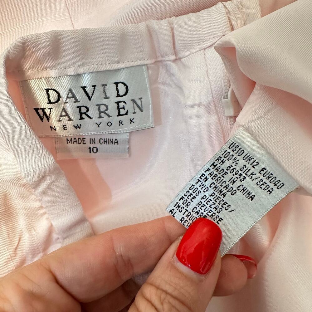 Vintage Daved Warren Womens 10 Skirt Vest Silk Suit Pastel Pink Embroidered - Picture 5 of 16
